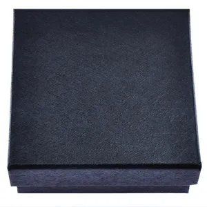 Black textured square gift box packaging for jewelry, elegant and durable gift presentation box.