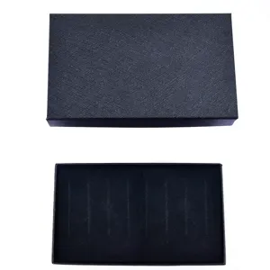 Black textured gift box with slot insert for tie clips cufflinks jewelry packaging display