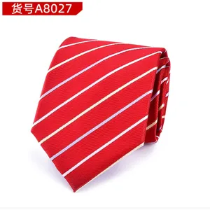 Classic red striped necktie for men formal business wedding suit tie fashion accessory detail