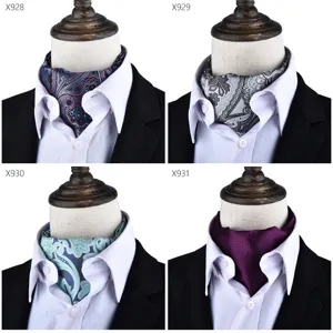 Men fashion silk cravat ascot tie vintage paisley neckerchief for formal suit wear.
