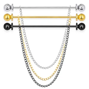 Men metal shirt collar pin chain set, elegant business collar bar suit accessories.