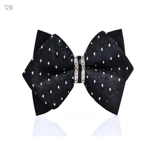 Men's black rhinestone bow tie formal wedding tuxedo accessory with geometric pattern.