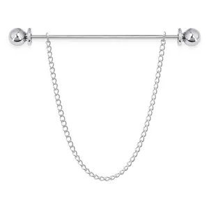 Men metal shirt collar pin chain retro tassel tie bar collar clip formal business accessory.
