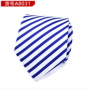 Men classic blue white striped tie business formal wedding necktie stylish professional wear