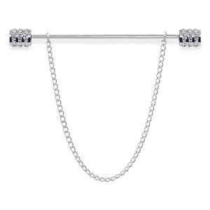 Men metal collar pin shirt chain crystal rhinestone brooch fashion tie bar jewelry accessories