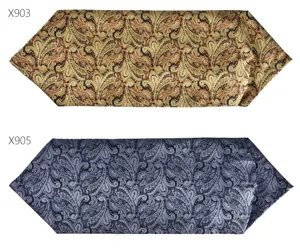 Detailed view of men vintage paisley pattern polyester cravat neck scarf variant display.