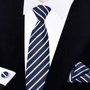 Ανδρικό σετ γραβάτα ριγέ μαντήλι τσέπης μανικετόκουμπτα επίσημο επαγγελματικό στυλ.