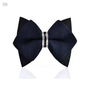 Men crystal rhinestone bow tie detail, double layer sharp corner formal wear accessory
