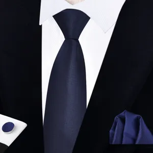 Σετ γραβάτα μαντηλί τσέπης μανικετόκουμπες μπλε ναυτικό ανδρικό επίσημο αξεσουάρ.