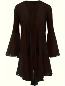 Cardigan mujer manga larga patchwork gasa chaqueta casual mangas campana parte superior