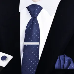Détail de l'ensemble de cravate étroite pour homme avec cravate bleue et pochette.