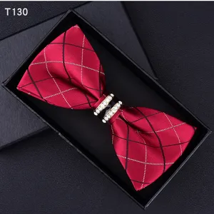 Cravatta a farfalla uomo formale affari, papillon strass stile britannico matrimonio rosso