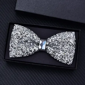 Herren glitzernde Kristall Strass Fliege mit Geschenkbox für Hochzeit Abendmode