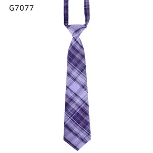 Cravate carreaux prenouee style JK japonais violet pour uniforme scolaire etudiant