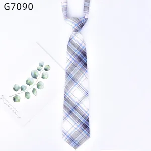 Cravate écossaise pré-nouée style collège JK japonais pour femme uniforme scolaire bleu gris