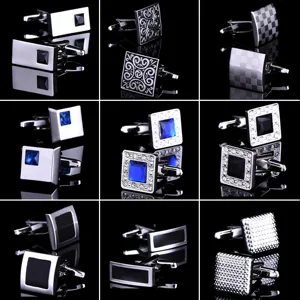 Classic French Cufflinks For Men Copper Minimalist Geometric Rhinestone Business Shirt Cuff Links Fashion Jewelry Gift