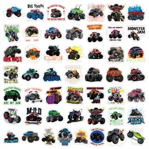 50 pcs monster truck cartoon graffiti stickers waterproof decals for laptop water bottle