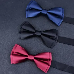 Nœud papillon élégant en soie unie pour homme mariage marié costume formel ensemble.
