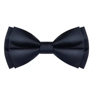Nœud papillon formel double couche en satin pour homme mariage couleur unie classique