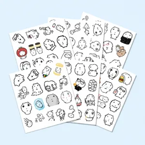 Cute puffy-eyed puppy cartoon graffiti stickers, 6 sheets with 100 pcs for decoration.