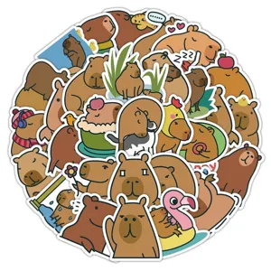 Cute capybara stickers 60pcs waterproof cartoon decal for laptop water bottle luggage decor