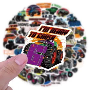 Monster truck stickers waterproof vinyl decals set for laptop water bottle luggage 50pcs