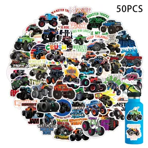 50pcs monster truck waterproof graffiti stickers decals for water bottles laptop luggage