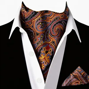 Heren paisley patroon krawat en zakdoek set retro formele pak ascot das stijlvolle accessoire