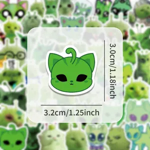 Grüner Alien Katze Cartoon Aufkleber für Handyhülle wasserdichte Vinyl Deko Sticker