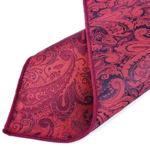 Uomo lusso rosso paisley jacquard cravatta dettaglio classico matrimonio abito accesso.