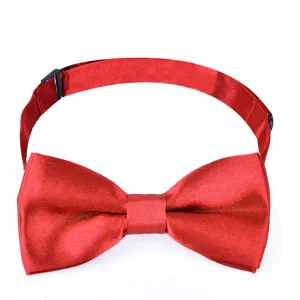 Kids red solid color bow tie adjustable strap cute formal bowknot for children events