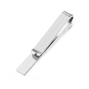 Stainless steel tie clip detail, sleek metallic finish, classic accessory for formal wear.