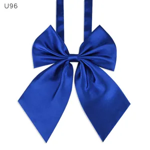 Pajarita de uniforme de satén azul sólido para personal de hotel y ropa formal profesional detalle.