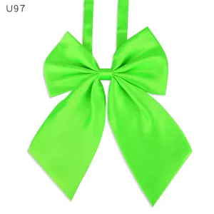 Pajarita verde de color solido corbata de cinta uniforme profesional para banco hotel azafata trabajo