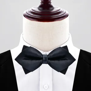 Black pointed bow tie for men suit wedding groom formal wear classic elegant neckwear accessory
