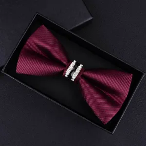 Farfallino da Uomo Formale Affari Stile Britannico Seta di Poliestere Strass Decorato Matrimonio