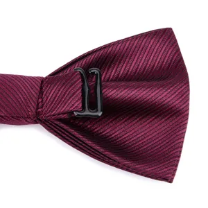Elegante papillon formale da uomo bordeaux con cinturino regolabile e morbido tessuto a coste