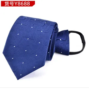 Men's blue zipper tie business formal wear lazy pull-free necktie stylish accessory