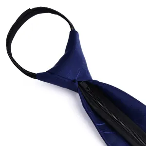 Men's blue zipper necktie lazy no-tie business formal wear necktie 8cm main view display