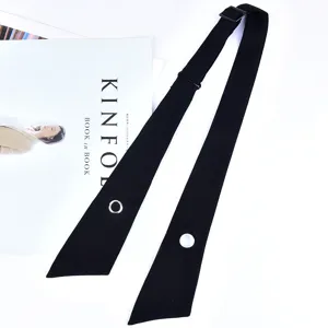 Nero cravatta fiocco uniforme JK accessorio, elegante nastro incrociato con anello in metallo.