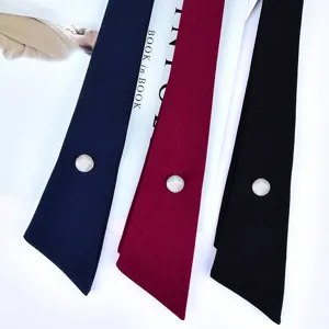 Cravattino tinta unita stile college per uniforme JK accessorio collo con perla