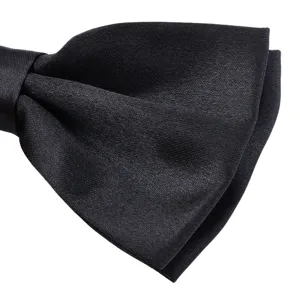 Classic black double layer bow tie for men, perfect formal wear accessory for wedding events.