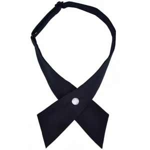Elegante cravatta incrociata nera per uniforme scolastica JK, accessorio con perla.
