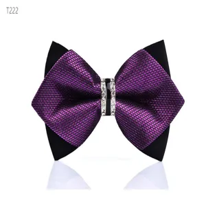 Purple black rhinestone bow tie crystal detail close up shot for men wedding formal wear