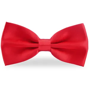 Elegant red satin bow tie for men, classic double-layer formal neckwear for weddings.