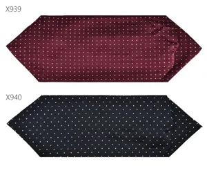 Detailed view of men's polka dot neck scarf, classic vintage style polyester fabric.