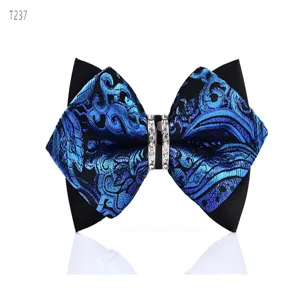 Mens pointed rhinestone crystal bow tie wedding fashion black blue formal neckwear