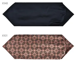 Men formal neck scarf detail showing classic black and vintage patterned cravat designs.