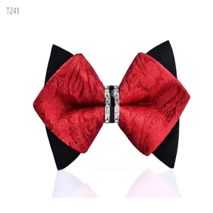 Men red black double bow tie crystal rhinestone formal wedding groom tuxedo neckwear