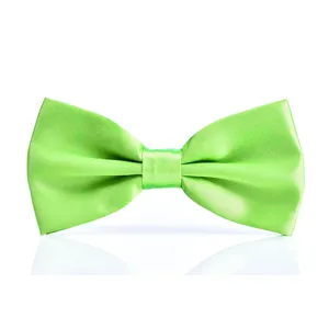 Vibrant green silk bow tie detail, smooth glossy satin fabric, elegant formal neckwear design.